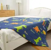 Weighted Blanket Kids Blue Dinosaur Egyptian Cotton 5lbs. 36"x48" Cooling Soft