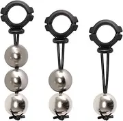 BDSM Adjustable Silicone Cock Ring with Weight Metal Beads, CBT Testicle Ring Testicle Weight Bondage Ball Stretcher Scrotum Penis Pendant Trainer Sex Toys for Men(Color:3 Bälle,Size:3.5cm)