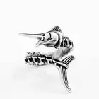 Swordfish Skull Ring Stainless Steel Billfish Marlin Fishing Vintage Band Rings