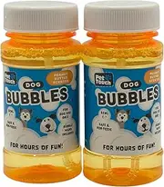 Pet Guru Play Bubbles for Dogs – Non-Toxic, Beef Scented or Peanut Butter Scented For HOURS of fun (YELLOW, 120ML PACK OF 2)