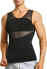[AHUGDSB] Mens Compression Shirt Slimming Body Shaper Vest Sleeveless Undershirt Tank Top Tummy Control Shapewear for Men