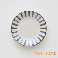 在飛比找momo購物網優惠-【Just Home】日本製棕藍十草線條陶瓷6吋平盤/點心盤