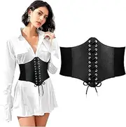 [JASGOOD] 2 Pack Women Retro Elastic Stretchy Metal Buckle Skinny Waist Cinch Belt 1Inch Wide