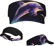 [RLDOBOFE] Sun Visor Hat Adjustable Empty Top Baseball Cap Glitter Dolphin Sun Hats for Women Men Sunscreen Visor Caps Summer Beach Sports Hats Black, Black, One Size