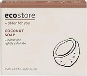 Ecostore 80g Coconut Soap, Gentle, Plant-Based Soap With Small Strands Of Real Coconut For Light Exfoliation, Formulated To Thoroughly Cleanse And Nourish Skin, Non-Stripping With Rich Creamy Lather