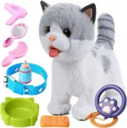 Remote Control Walking Toy Cat Plush Interactive Electronic Tail Shake Licking G
