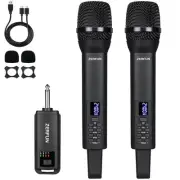 Dual Rechargeable Wireless Microphones, Pro Handheld Cordless Mics System wit...