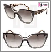 PRADA HIDE 16T PR16TS Silver Grey Sand Havana Translucent Shield Sunglasses