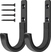 2PCS Gun Wall Mount Metal Gun Hanger, Shotgun Wall Mount Hooks Pistol Storage Display Holder for Rifles, Archery Bow (Black)