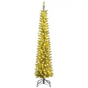 Costway 1.8M Artificial Christmas Tree Pre-lit Pencil Tree Xmas Decor w/390 Tips Home Office Party