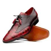 Marco Di Milano "Anzio" Alligator Leather and Calfskin Dress Shoes, Black Cherry