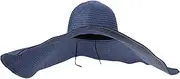 [TOVINANNA] Protection Wide Brim Straw Beach Sun Cap for Women Outdoor Sun Hat Comfortable Breathable Design Navy