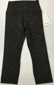 Lululemon Women Align HR Crop 21” LW6AVIS WTGO Green Black Print Size 6