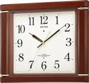 RHYTHM Wall Clock Radio Clock Analog Every Hour with Time Signal Brown RHYTHM Ne