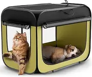 Pop Up Pet Crate,Protable Pet Kennel for Indoor and Outdoor,Collapsible Dog Cage with Handle, Double Secure Fixing Modes for Car Travel, Dog Tent with Soft Warm Blanket for Pets