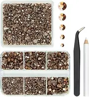 qiipii 2 Boxes 3060PCS Retro Brown Resin Rhinestones for Crafting 2mm -6mm Coffee Flatback Jelly Stones Old Copper Gems Diamonds Crystals for Nails Face Eyes Makeup Tumblers Mugs Bottles DIY Crafts