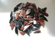10 mixed Hand Made Flint Obsidian Mohogany Arrowhead 1" Long Arrow Point Spear