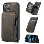 CaseMe Shockproof iPhone 14 Plus Leather Case Cover Wallet Apple 2022 [Coffee]