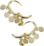 [Yardenfun] Fashionable Metal Disc Tassel Earrings Hoop Ear Jewelries for Women Trendy Charm Earrings