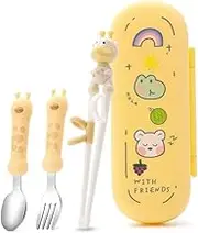 Kids Chopsticks, Kids Training Chopsticks Helper Reusable Childrens Chopsticks Spoon Fork Set 4PCS Reusable Chopsticks