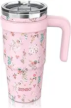 Zenbo 24oz Insulated Coffee Mug with Handle & Leak-Proof Lid | Keeps Drinks Hot 5hrs, Cold 16hrs, Fits Car Cup Holder, Dishwasher Safe