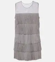 [Norma Kamali] Norma Kamali Pickleball fringed minidress AU 10 silver