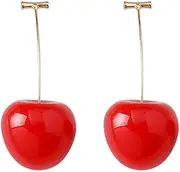 [ABISIN] Cherry Earrings for Women 3D Red Cherry Dangle Drop Earrings Crystal Simulation Cherry Apple Earring Sweet and Lovely Light Weight Fruit Tassel Earrings Jewelry Gift