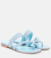 [Manolo Blahnik] Manolo Blahnik Susara raffia thong sandals AU 5 blue