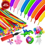 100PCS 260 Long Balloons Animal Kit w/ Pump - DIY Latex Twisting Balloons Set
