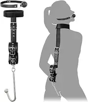 Sex Bondage Anal Hook & Ball Gag, BDSM Slave Leather Neck to Wrist Bondage Restraints Kit