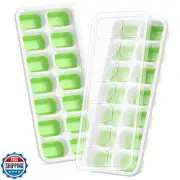 ChefAide Ice Cube Tray with Lid, 2 Packs 28 Cubes Durable Stackable Ice Cube