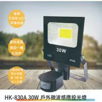 在飛比找蝦皮購物優惠-HK-830A 30W 戶外微波感應投光燈-大鏡片(全電壓-