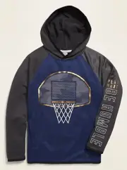 Old Navy Kid Boys Graphic Go-Dry French Terry Pullover Hoodie Size Medium $27