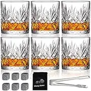Whiskey Glasses Rocks Glasses 10oz Old Fashioned Glass Set of 6 Clear Bourbon Lowball Glassware Drinking Tumblers Cups for Cognac Cocktail Bourbon Rum Brandy Bar Men Gift