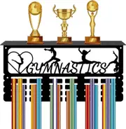 Gymnastics Medal Holder Trophy Shelf Medal Hanger Display with Shelf Stand Sports 4 Rows Wall Mount Hold 70+ Medals for Women Gymnastics Soccer Runnin