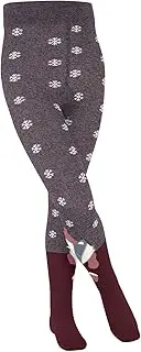 [FALKE] Unisex Kids Winter Badger Tights Sustainable Organic Cotton Navy Blue Grey Red Opaque Patterned Mid-High Waist 1 Pair