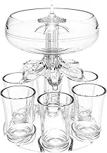 IsMwav Drink Dispenser with 6 Shot Glasses Set - Acrylic Touchless Liquor Dispenser for Beverage Cider Cocktail