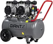 Giantz 50L Oil Free Air Compressor, 3.0HP Portable Car Tyre Deflator Inflator Pump Electric Compressors Automotive Tools Equipment, with 2 Cylinder Motors and Ultra-quiet Grey