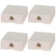 4 Pcs 1-Port RJ12 6P6C Telephone Phone Line Jack Surface Mount Box Modular White