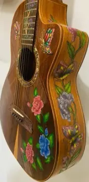 Blueberry Handmade Cutaway Parlor Size Acoustic Guitar Floral Pre-Order 90 Days