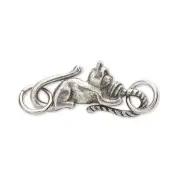 Antiqued Silver Pewter Cat Large S-Hook Bracelet Necklace Clasp 29x13mm USA Made
