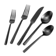 DEACORY Silverware Set Flatware Set Matte Black Cutlery Set Brushed Finished ...