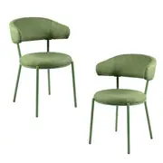 Set oF 2 Corbin Modern Kitchen Dining Side Chair Chair metal Legs Moss