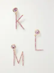 [CHARMS COMPANY] CHARMS COMPANY - Initial 14-karat Gold Sapphire Single Earring - E E Gold