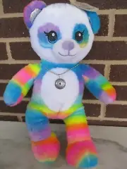 Build A Bear Rainbow Friends PANDA 16" - Enamel Flower Charm Necklace New Tags