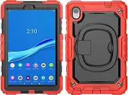 Heavy Duty Shockproof TPU Case Compatible with Lenovo Tab M8 TB-8505 /TB-8705 (8.0") Kids Case,360 Degree Rotating Handle Stand Bracket W Screen Protector+Shoulder Strap Tablet Case Cover (Color : Re