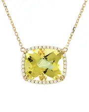 14K 5.21 ct. tw. Diamond & Lemon Quartz Necklace