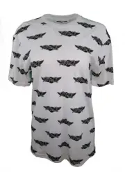 MCQ WOMEN'S ALL OVER RACING LOGO PRINT T-SHIRT ALEXANDER MCQUEEN WHITE BLACK