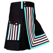 Handmade Men's Trance Flag Kilt Utility Kilt Hybrid Kilt Deluxe Custom Size Kilt
