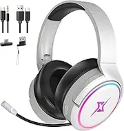 Targeal Wireless Gaming Headset - Best Headset for PS5, PS4, PC - Crystal Clear Sound with Mic - Gaming in Style with Wireless Headphones - Ultimate Wireless Gaming Experience (White)